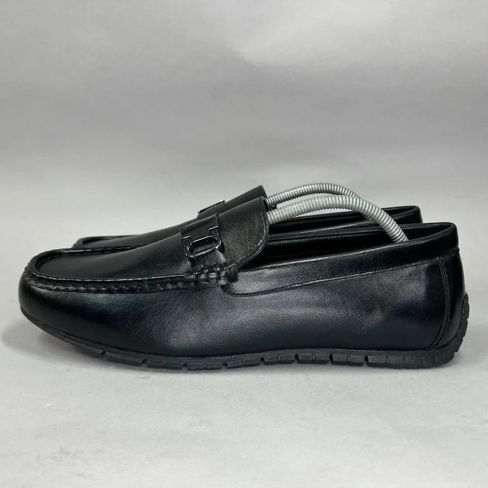 Van Heusen‎ Rail Driving Loafers Men's Size 11 Black Leather Slip On Dress Shoes